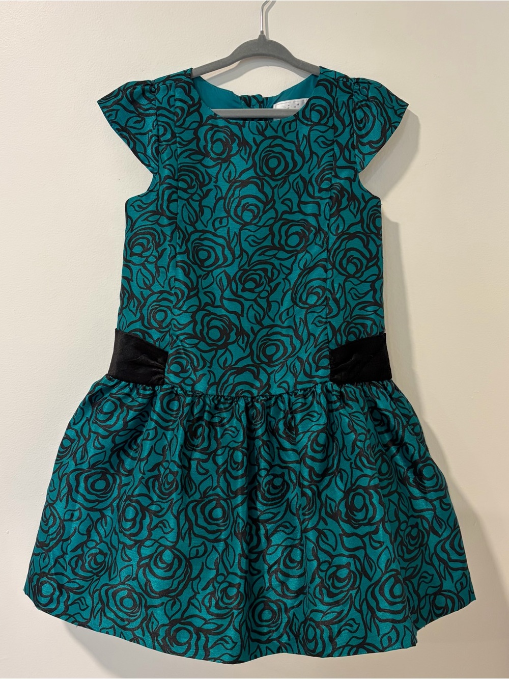Gymboree Emerald Party Duppioni Dress Velvet Bow 5T